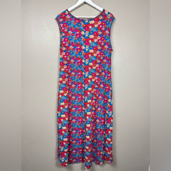 Natural Life Hangout 100% Cotton Boho Midi‎ Dress Pink Floral Size S Sundress - Picture 9 of 10